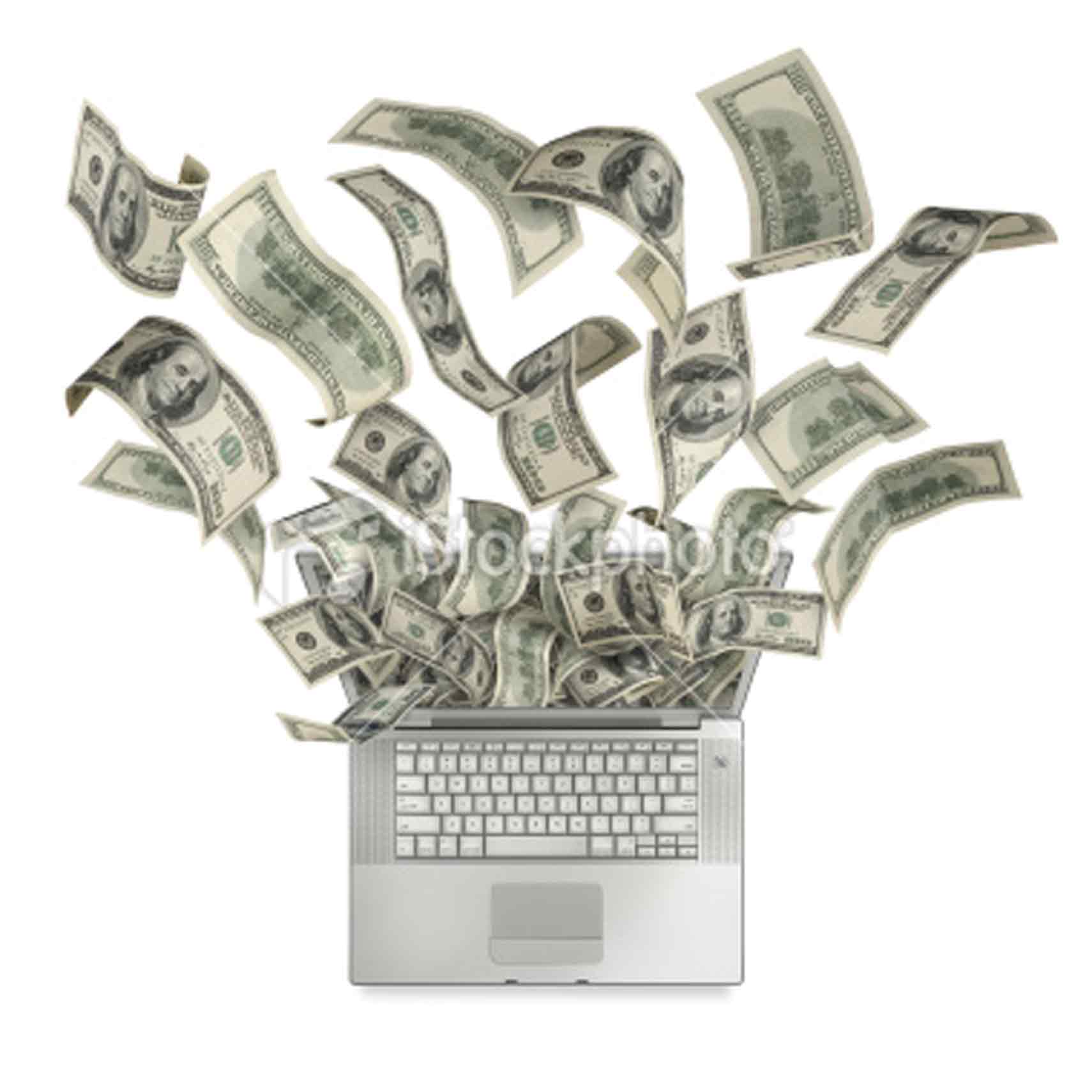 Money Flowing from a Laptop