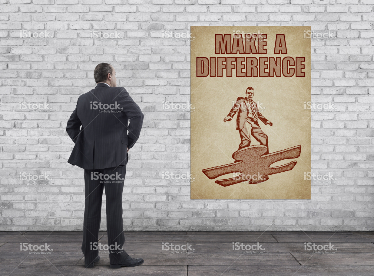 Businessman and Vintage Style “MAKE A DIFFERENCE” Poster – mgkaya